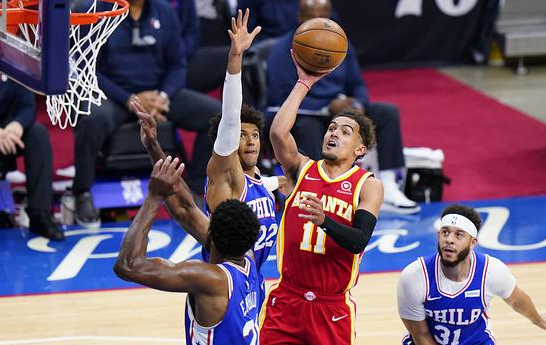 NBA-老鹰逆转26分赢76人特雷扬39 7伟大37 13 5