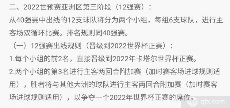 2022世预赛12强赛比赛日程表