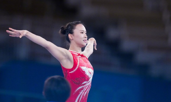 中国女子蹦床选手朱雪莹