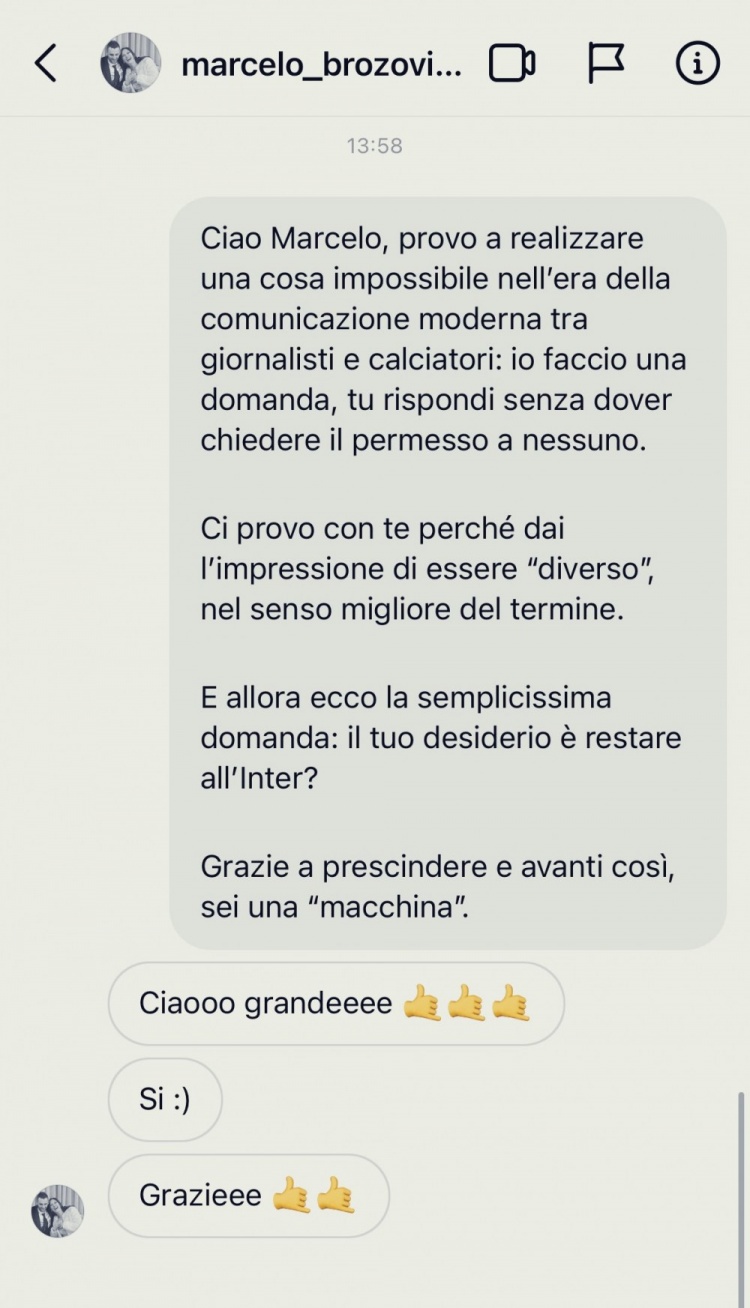 记者私信B罗是否想要留在国米，得到肯定答复