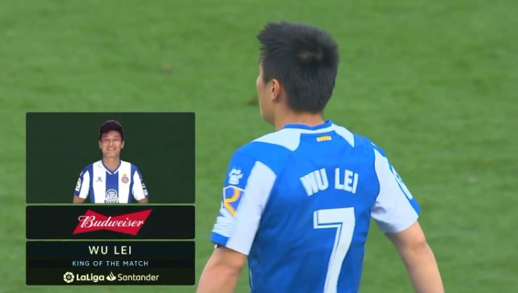 官方：武磊当选西班牙人1-0塞尔塔全场最佳