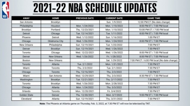 NBA发布因疫情推迟的赛程时间摆设对阵表(最新完整版)_2