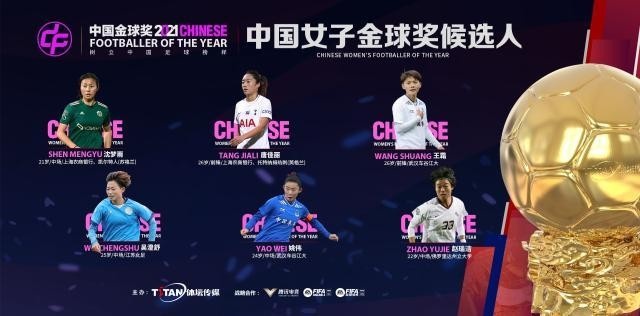 中国女子金球奖候选出炉,唐佳丽、沈梦雨、王霜入选