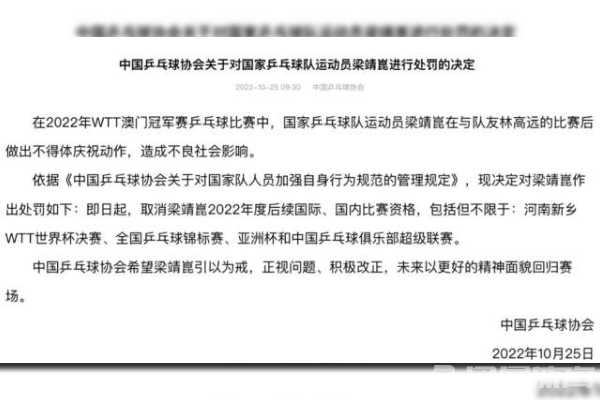 梁靖崑遭到处罚