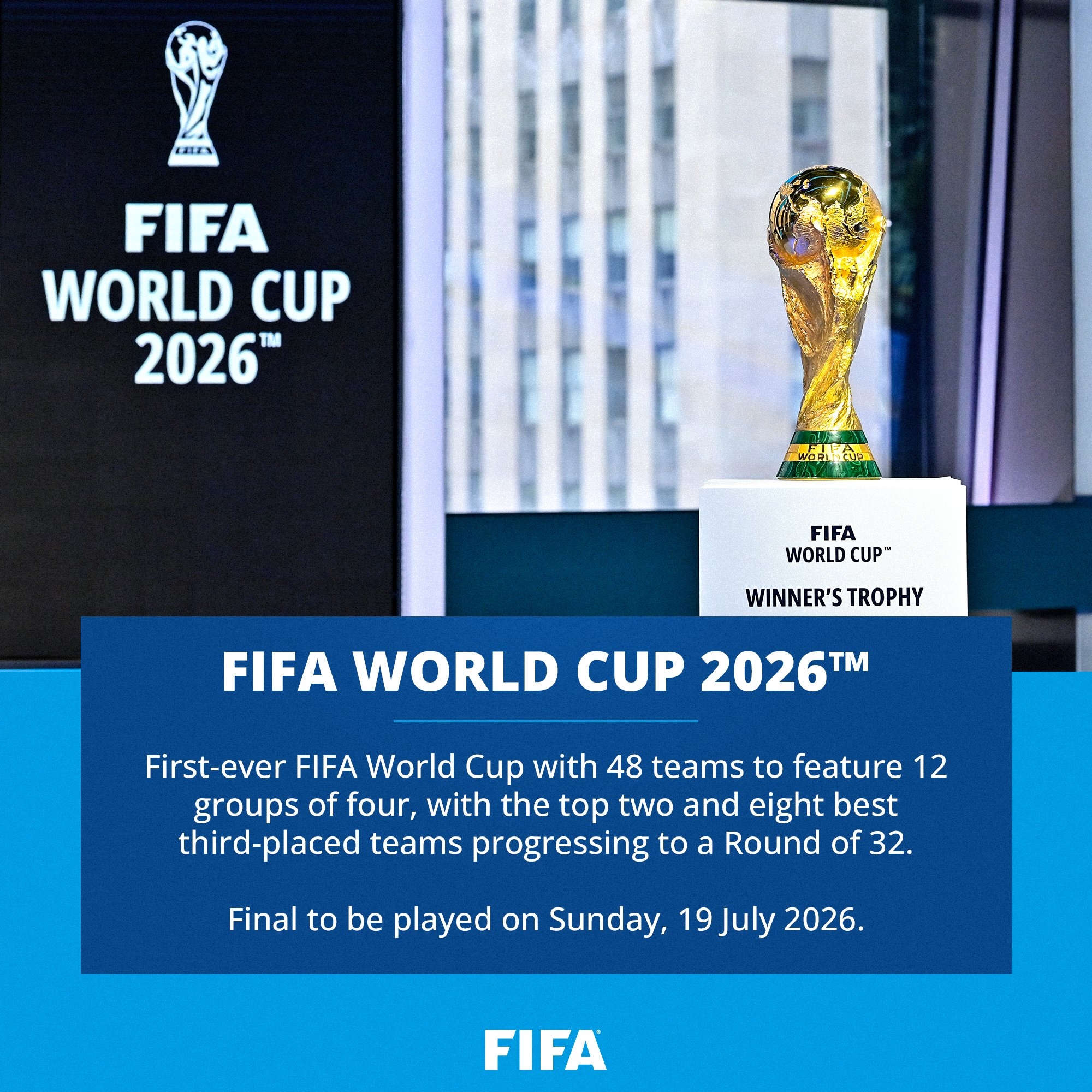 FIFA官方：2026世界杯赛制为48队12组