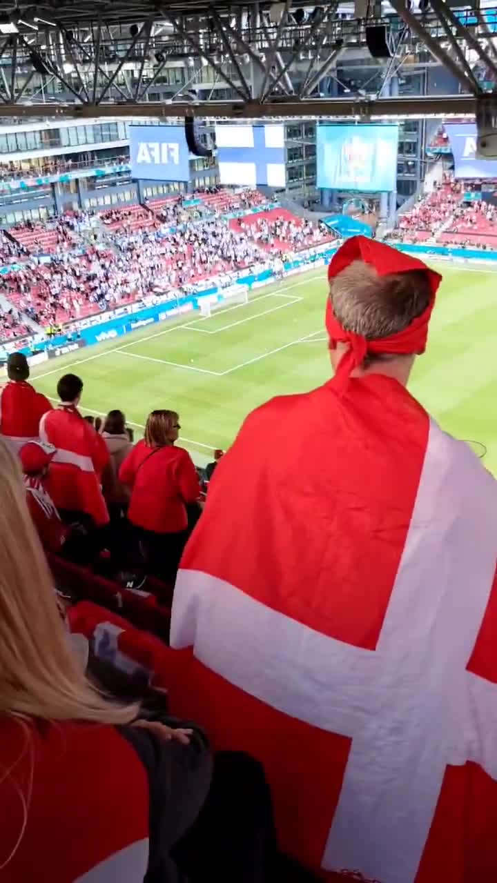 看台视频：芬兰与丹麦球迷一起高呼埃里克森名字❤️