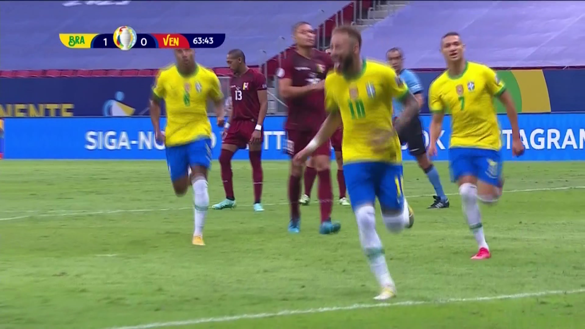 【集锦】美洲杯-内马尔传射马尔基尼奥斯建功 巴西3-0委内瑞拉