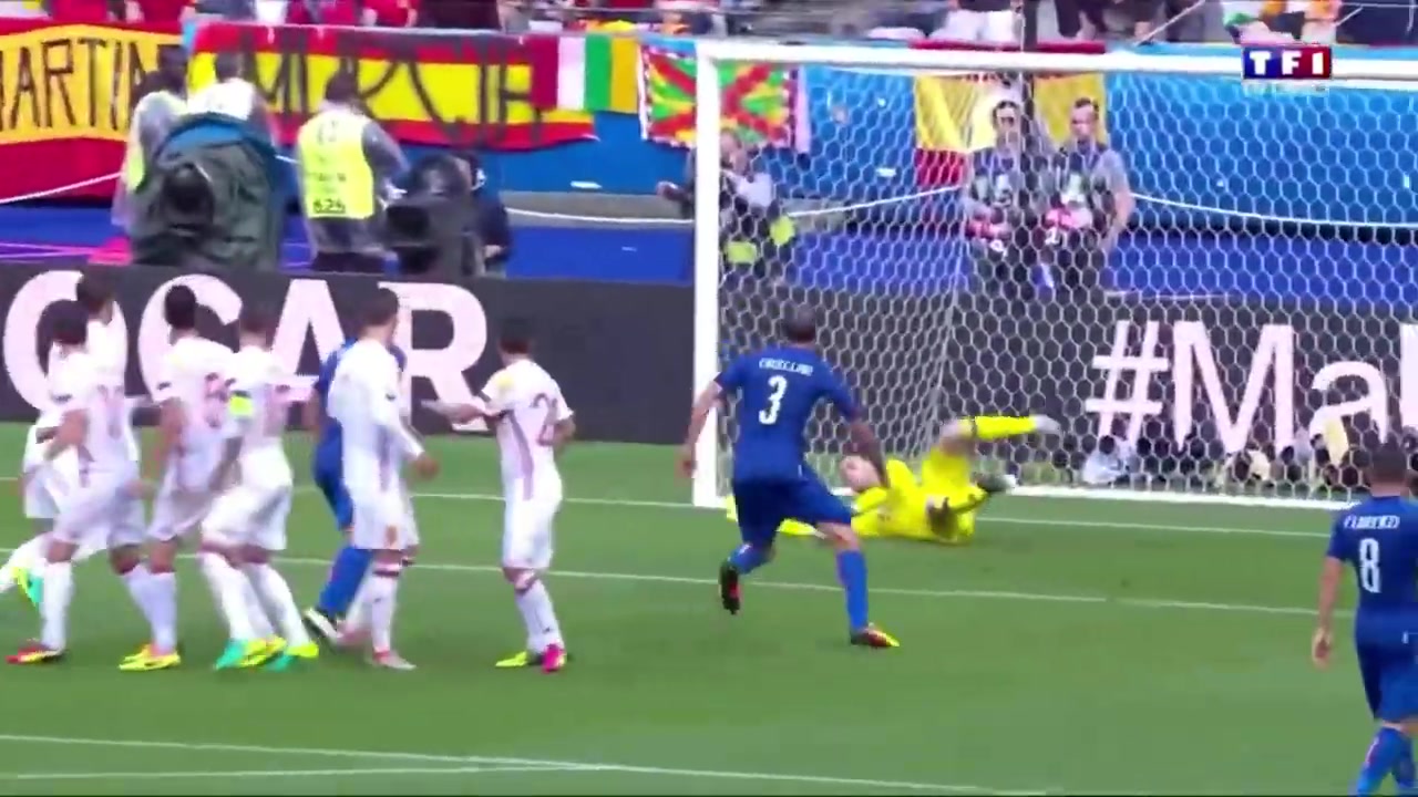 佩莱、基耶利尼破门 2016年欧洲杯1/8决赛 意大利2-0复仇西班牙