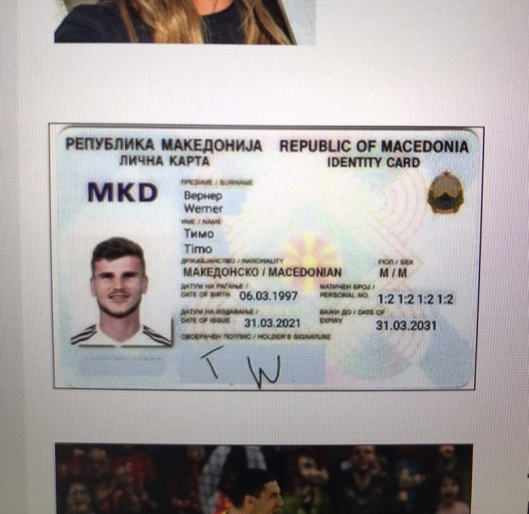自己的？北马其顿媒体为沃纳“发放”了北马其顿身份证