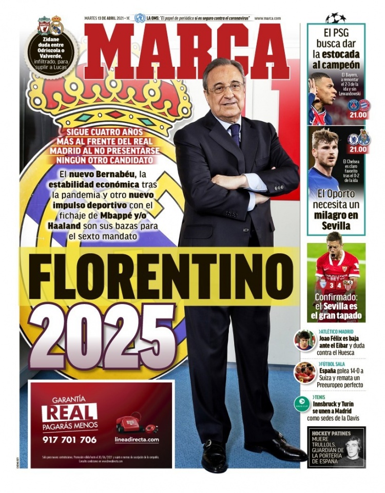 唯一候选人！弗洛伦蒂诺将第六次当选皇马主席 并将连任至2025年