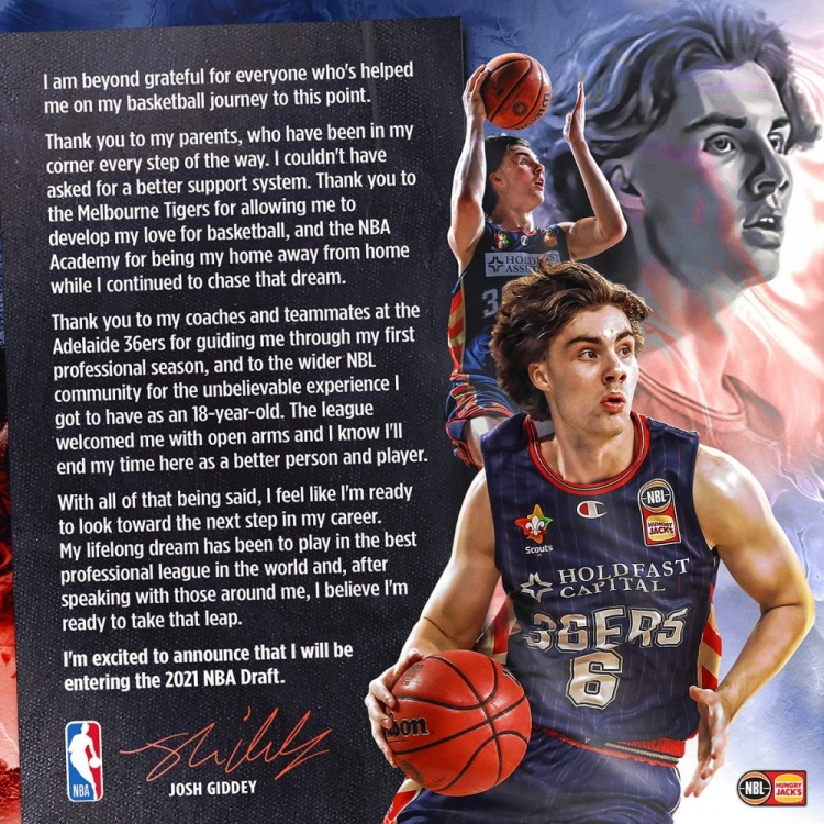 “澳洲东契奇”&潜力乐透秀约什-吉迪宣布参加NBA选秀