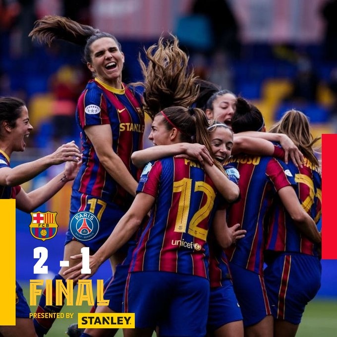 女冠-巴塞罗那女足2-1巴黎女足 决赛总比分3-2