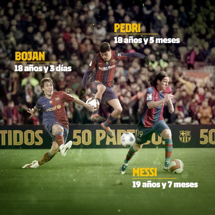 超越梅西 仅次于伯颜！佩德里成为巴塞罗那50场比赛中第二年轻的球员