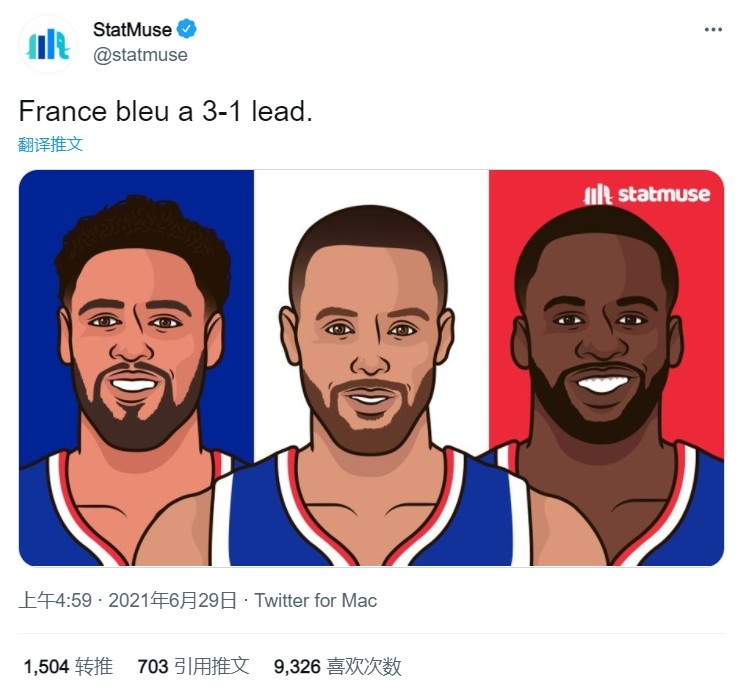 法国男足3-1翻盘！美国媒体在法国国旗上追逐库唐三人