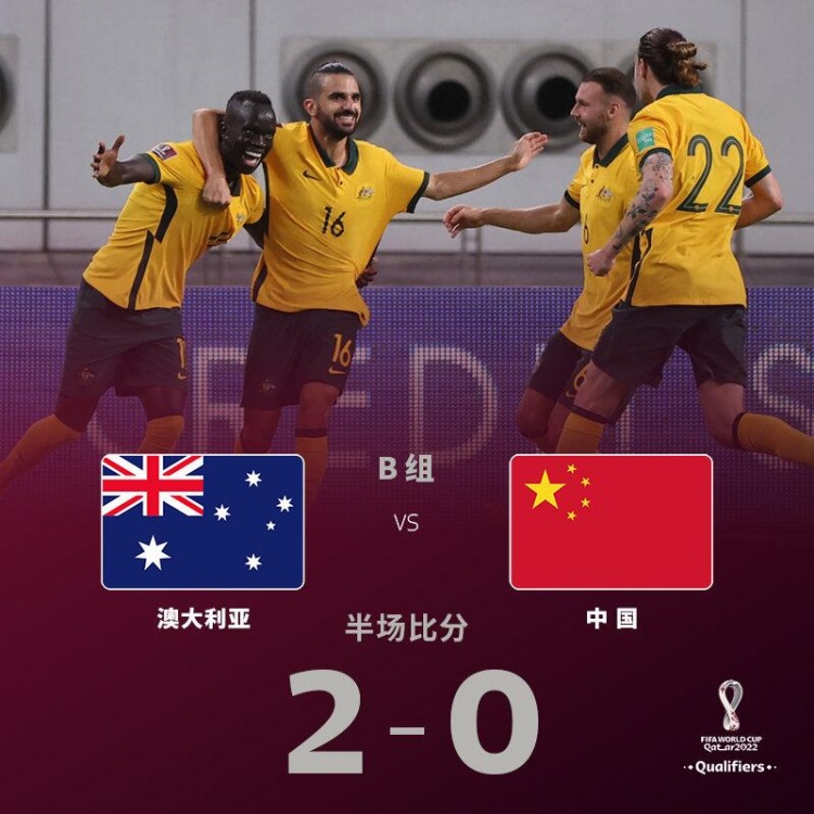 半场-3分钟连丢2球 国足0-2澳大利亚