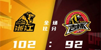 CBA常规赛广厦102-92吉林 胡金秋21 10助广厦轻取吉林迎来赛季六连胜