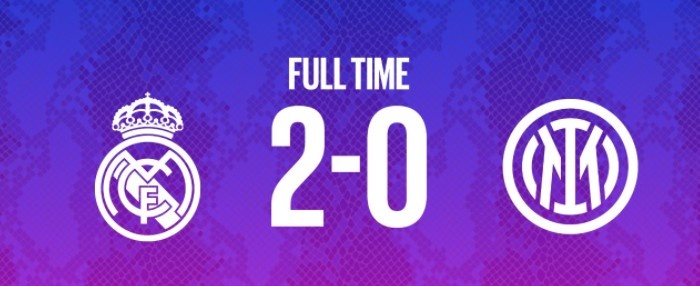 皇马2-0国米全场数据：皇马射门15-17、射正5-3、错失2次得分机会