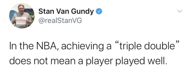 大范：在NBA拿下三双并不代表一个球员打得好