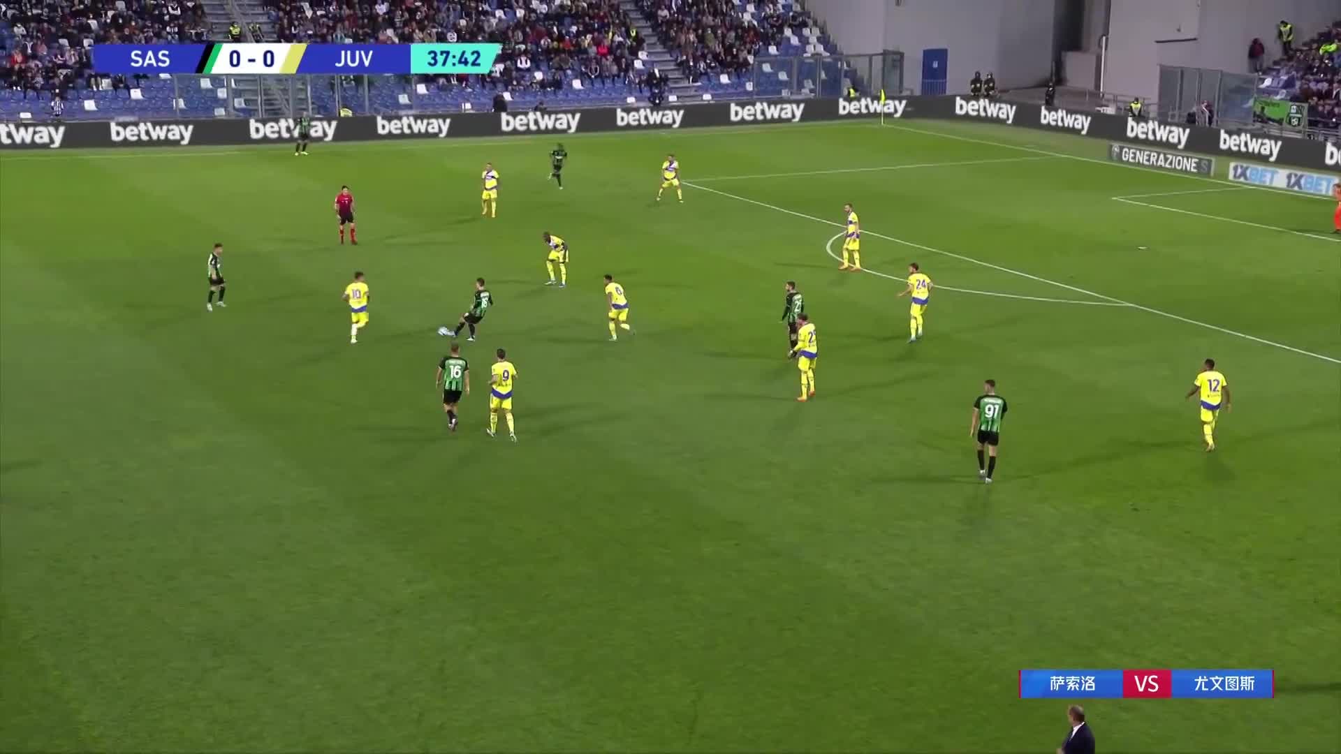 尤文0-1落后 拉斯帕多里插上抽射破门