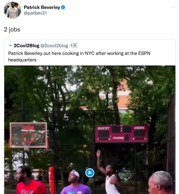 贝弗利在纽约ESPN总部做完节目后打野球 投进三分后疯狂爆粗