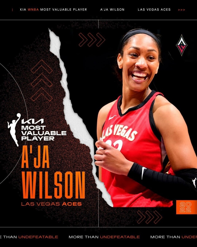 WNBA官方：阿贾-威尔逊荣膺本赛季MVP 生涯第二次获此殊荣