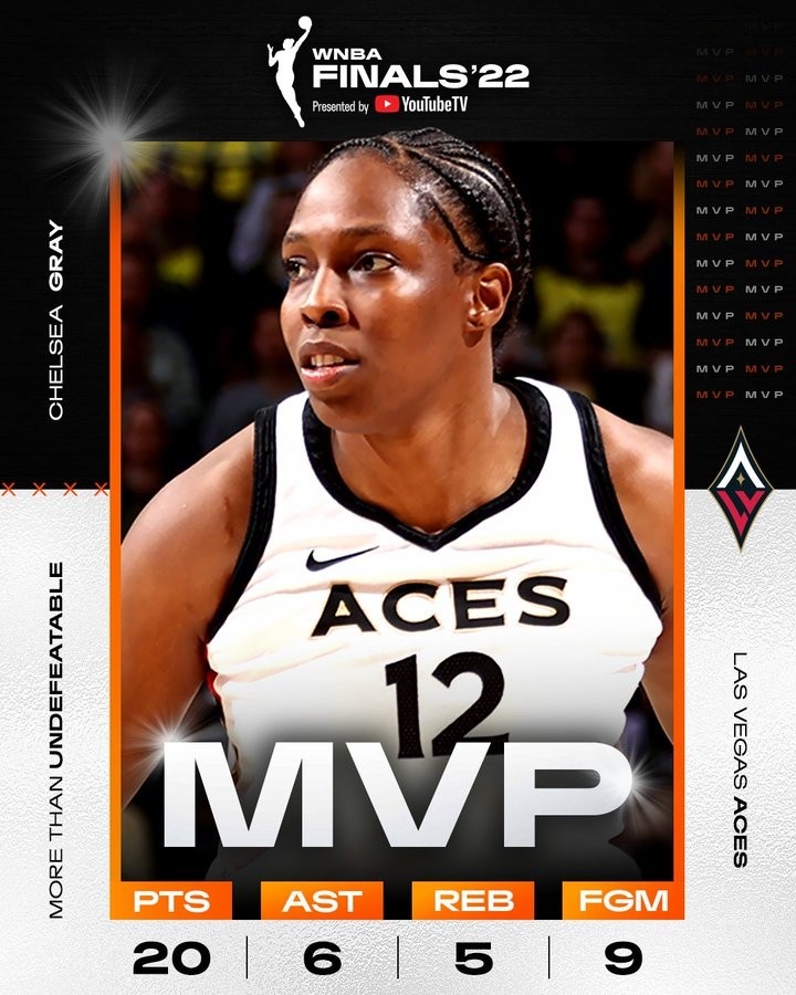 切尔西-格雷当选WNBA总决赛MVP 王牌队包揽赛季个人&团队重要奖项