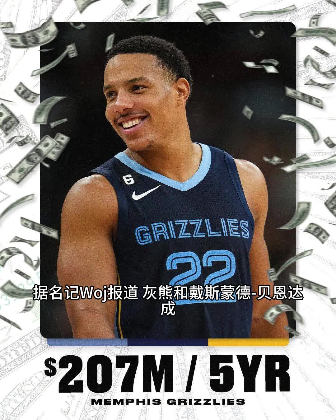 大合同啊！Woj：灰熊和贝恩达成续约 合同最高可达5年2.07亿美元