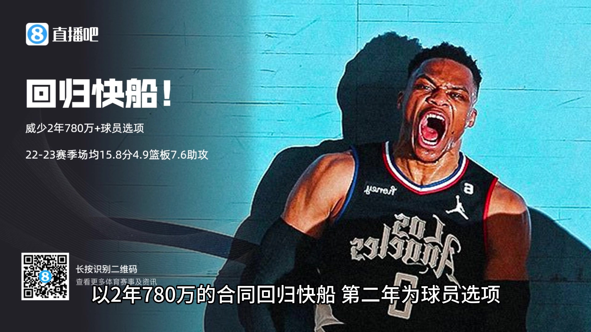 白菜价啊！Woj：威少同意以2年780万的合同回归快船