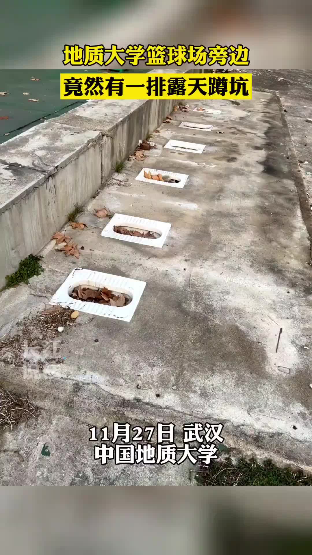 篮球场边上摆一排露天蹲坑是干嘛用得