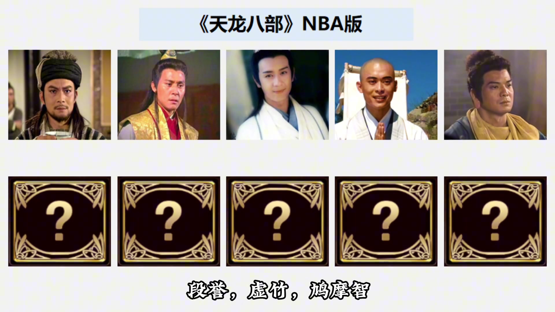 天龙八部中乔峰/慕容复/段誉/虚竹/鸠摩智 分别对应NBA哪位球员？