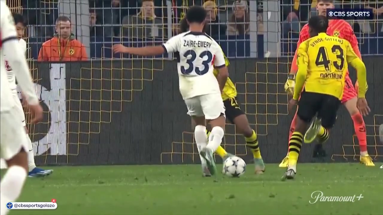 巴黎1-1扳平多特！埃梅里打门折射变线破门！