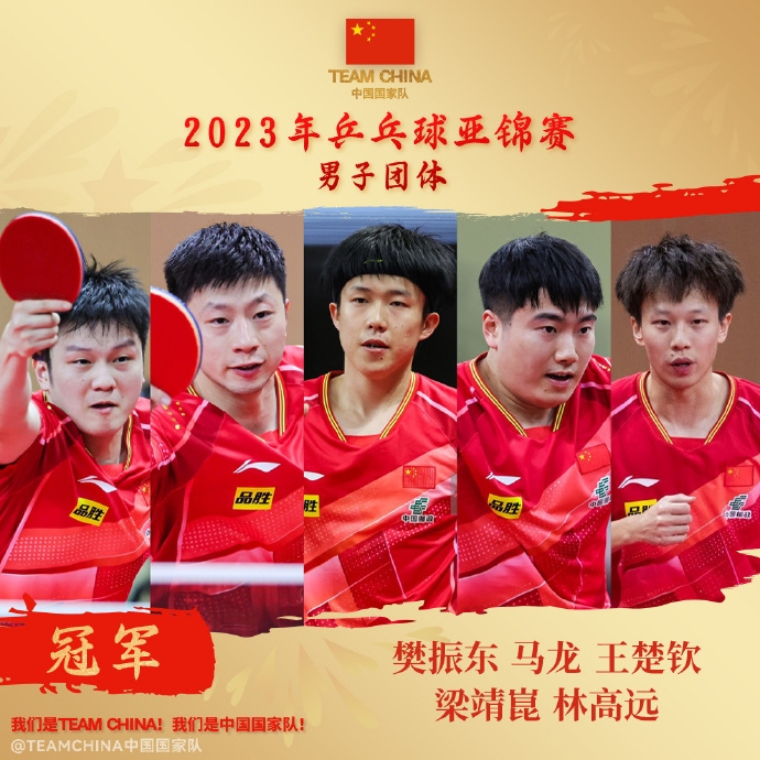 冠军拿下！亚锦赛男团决赛-中国队3-0中国台北队，摘得桂冠