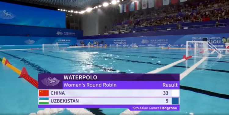 亚运女子水球循环赛：中国33-5大胜乌兹别克斯坦