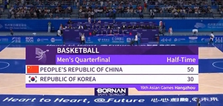 多点开花！中国男篮半场领先韩国20分