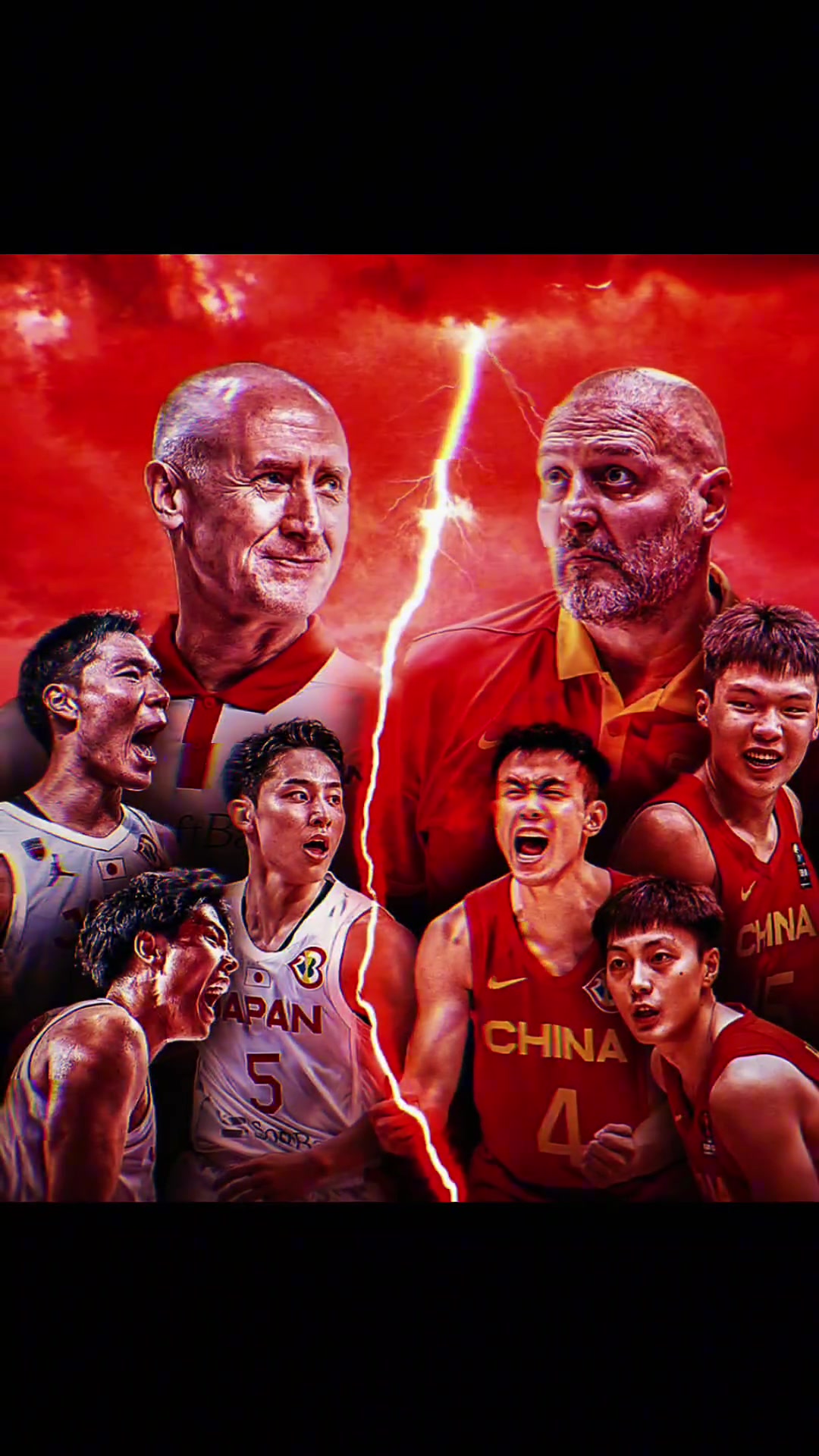 中国男篮VS日本男篮这官方海报有点意思，氛围烘托到位了！