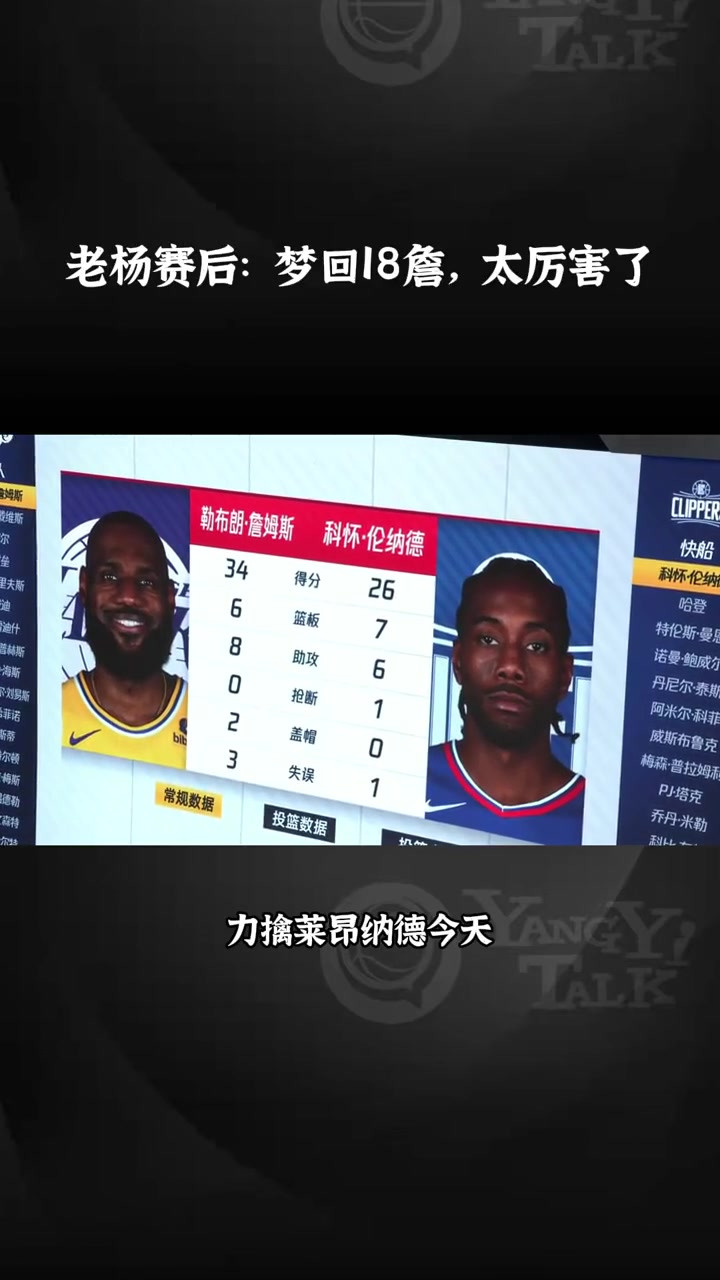 杨毅赛后复盘：詹姆斯天神下凡！梦回18！真厉害！