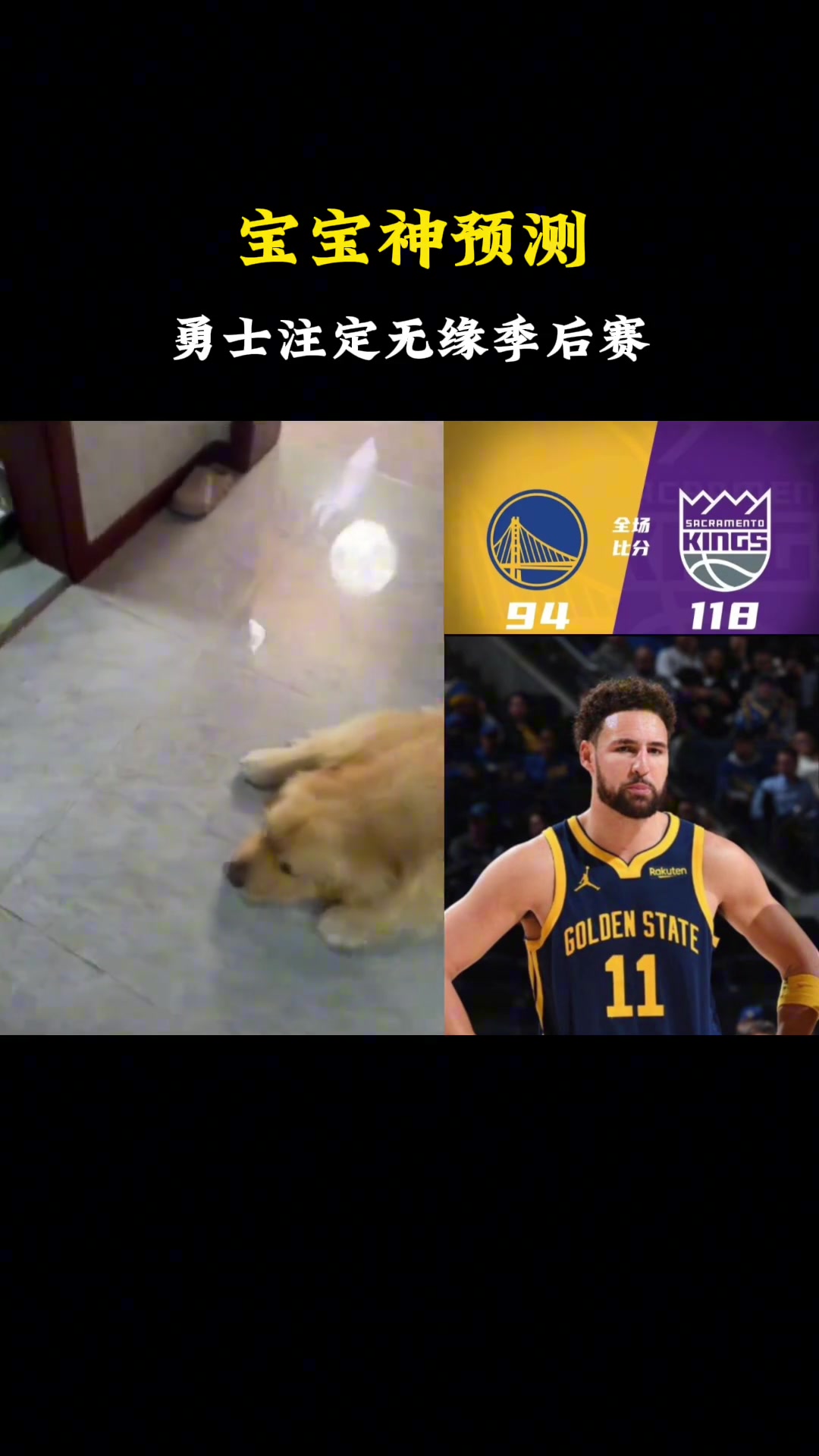 天命如此！徐静雨用自己的狗狗预测勇士能否晋级：先迈出左脚晋级 结果迈出了右脚