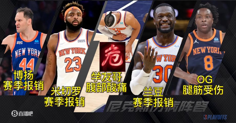恐怖伤员数！在抢七布伦森伤退前 尼克斯就仨报销+俩受伤凑够首发！