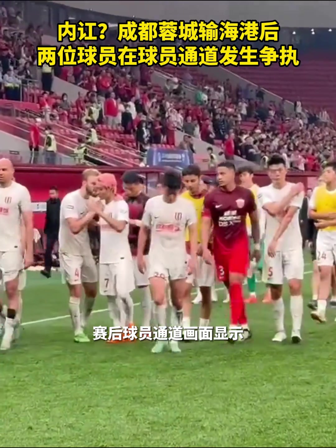 内讧？输给海港后，两名蓉城球员打了起来