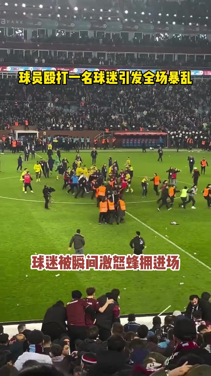 球员殴打一名球迷引发全场暴乱