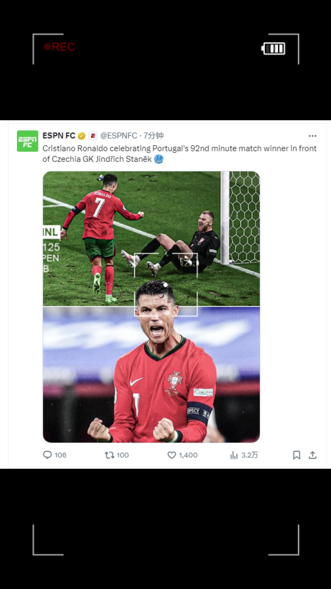 ESPN晒图：葡萄牙绝杀