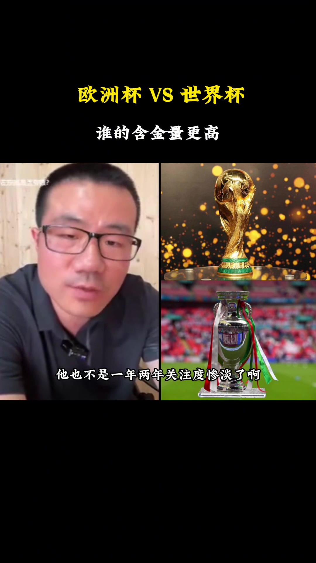 欧洲杯vs世界杯？徐静雨：别碰瓷了 欧洲杯关注度太惨淡！