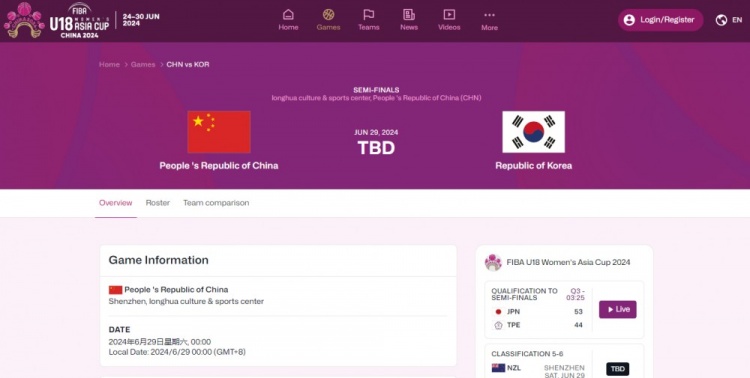 韩国U18女篮获明年世界杯参赛资格&晋级半决赛将对阵中国女篮
