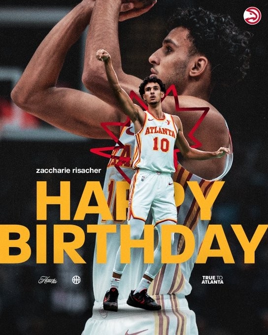 慢慢成长！NBA和老鹰官方祝状元里萨谢20岁生日快乐