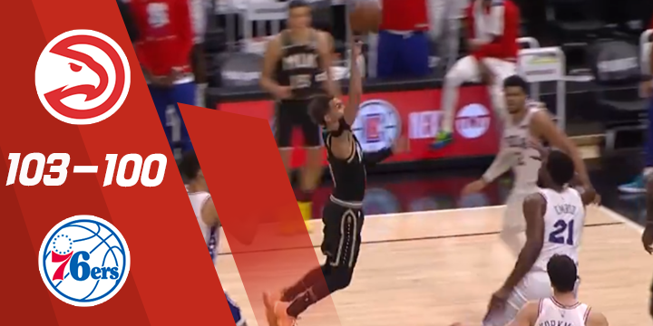 《集锦》NBA-特雷杨25 18恩比德17 21老鹰险胜76人
