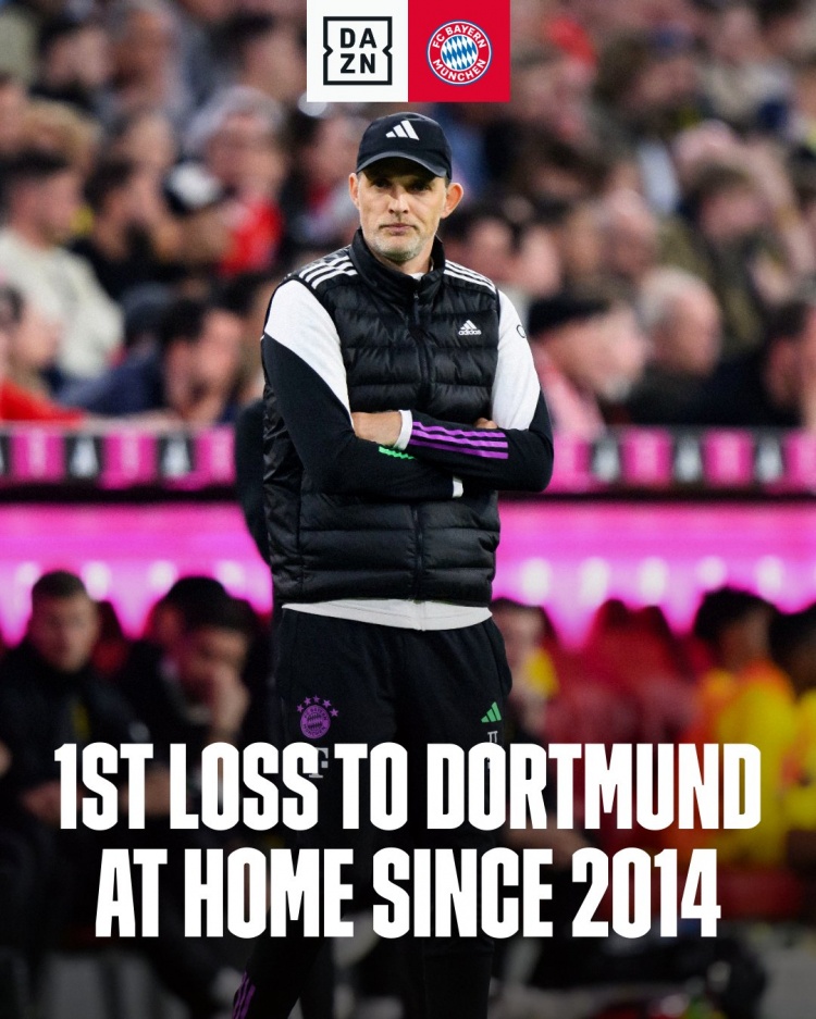 拜仁2014年以来首次主场输给多特，当
