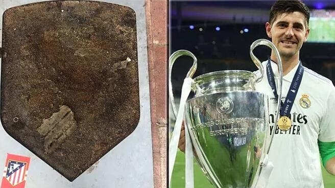 回应牌匾被马竞球迷铲掉？库尔图瓦晒欧冠奖杯：Hala Madrid