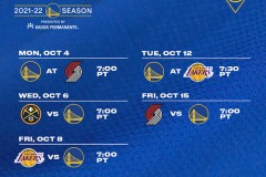 勇士NBA季前赛赛程出炉 10月5日对战开拓者