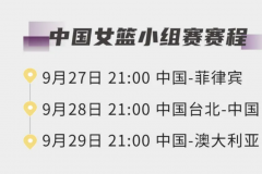 中国女篮亚洲杯赛程 9月27日首战菲律宾