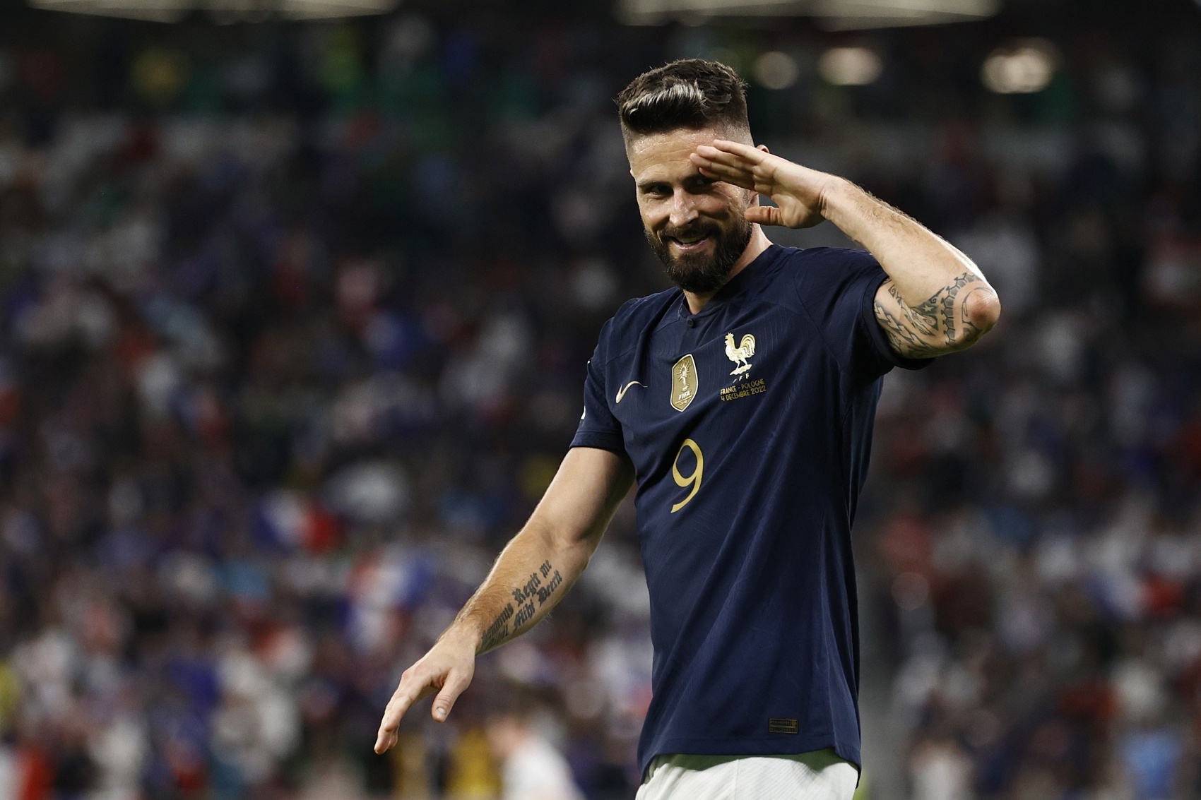 吉鲁世界杯已打进5球，成为法国队史